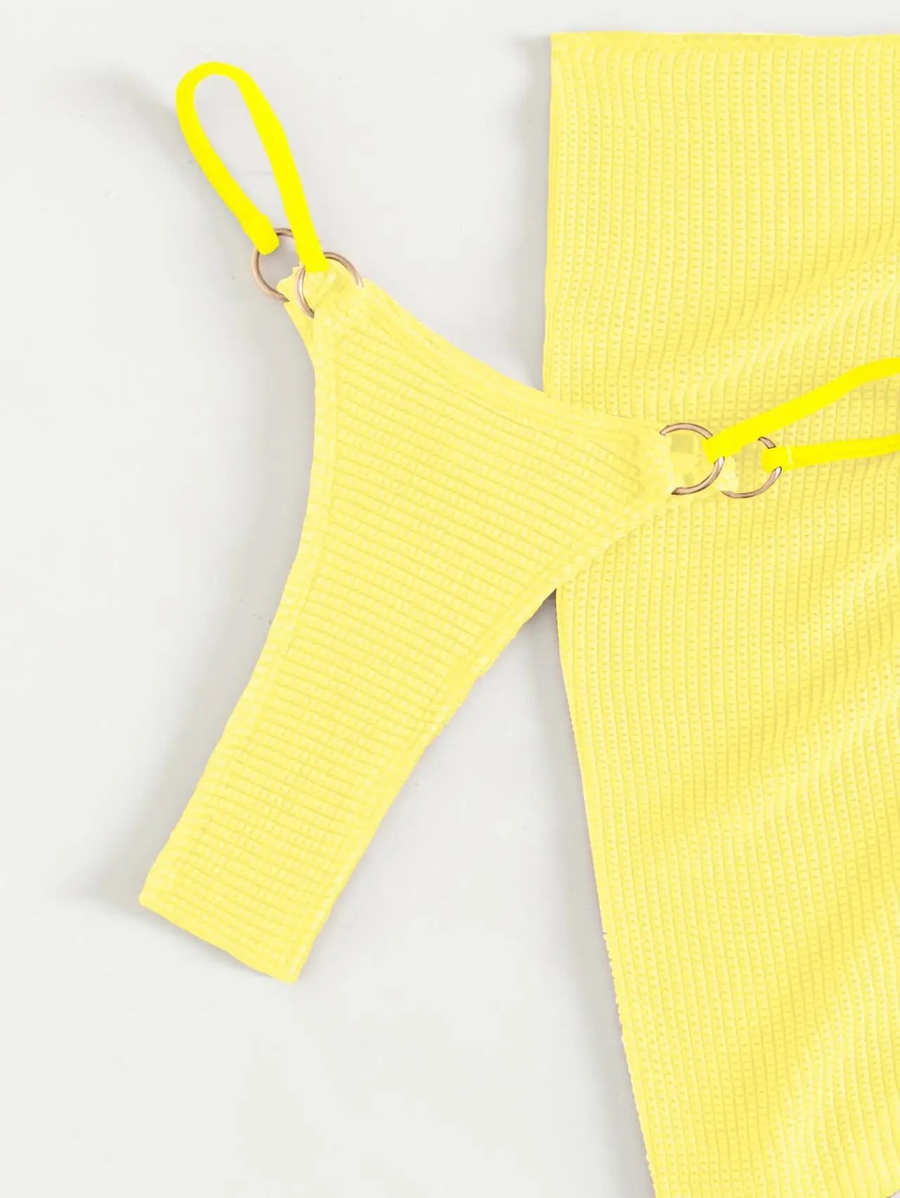 Bikini 3 pièces femme jaune – push-up, string et jupe assortie vue 6