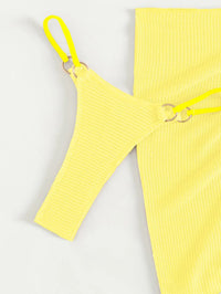 Bikini 3 pièces femme jaune – push-up, string et jupe assortie vue 6
