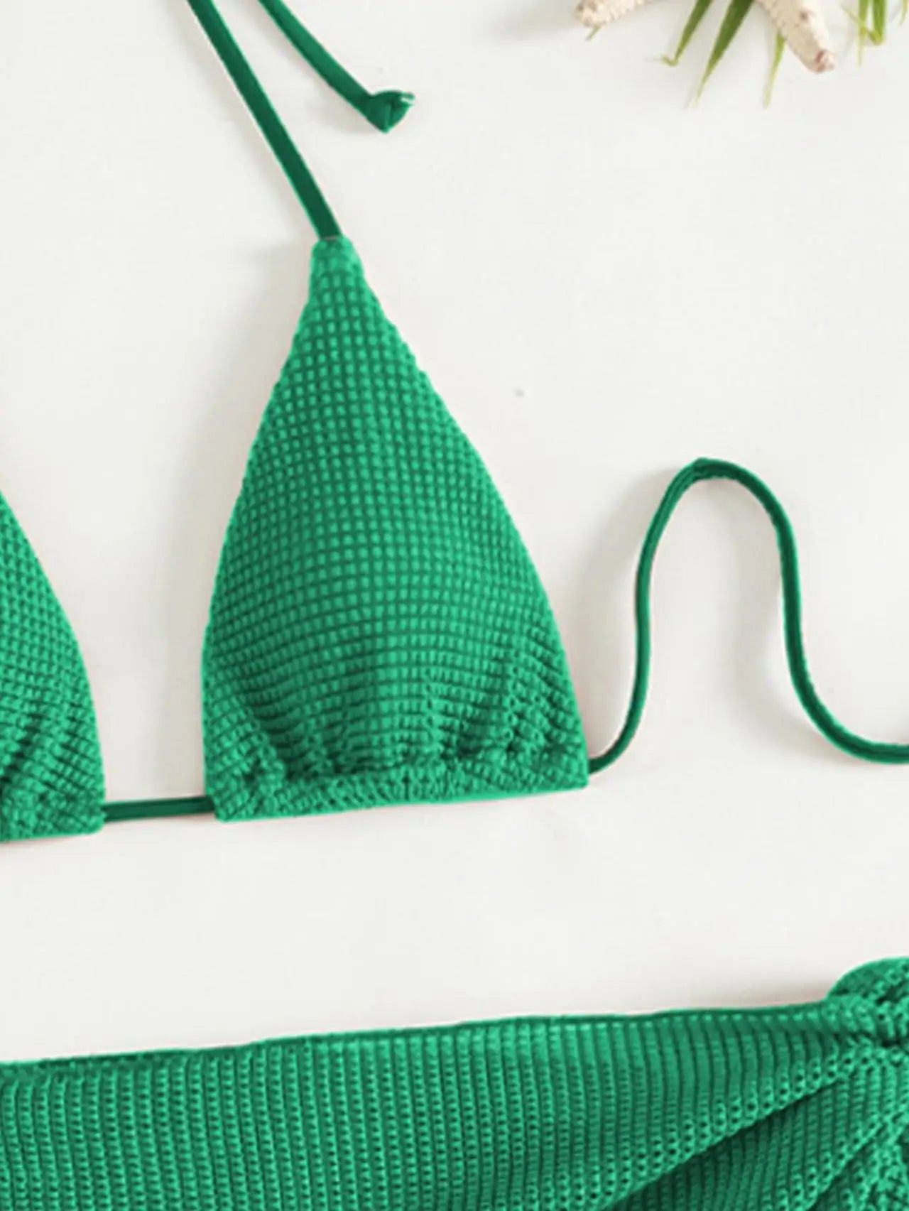 Bikini 3 pièces femme vert fluo – push-up, string et jupe assortie vue 4